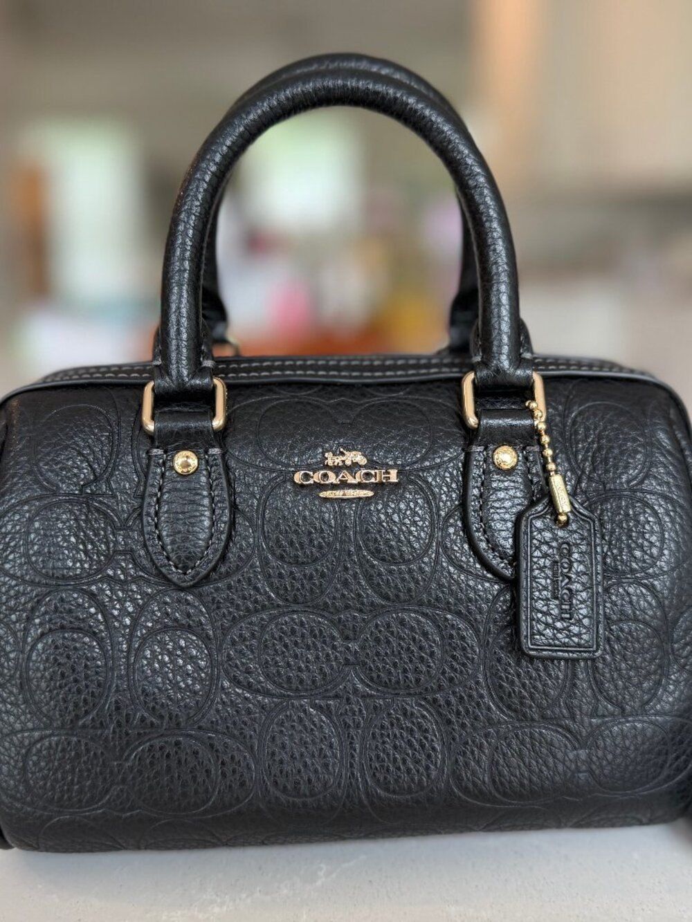 Coach Black Mini Rowan Crossbody Bag In Signature Leather
